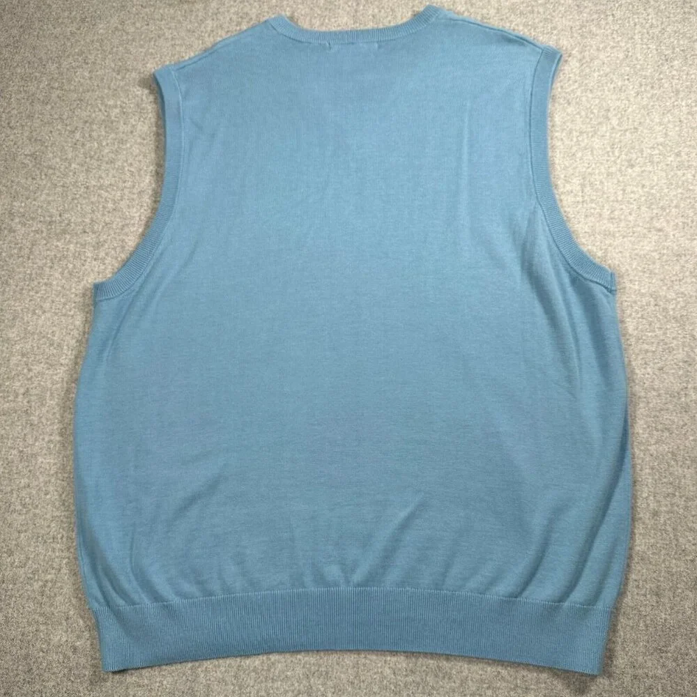 Greg Norman XXL Men's Sweater Vest Golf Blue Sleeveless Logo V-Neck‎ Cotton
